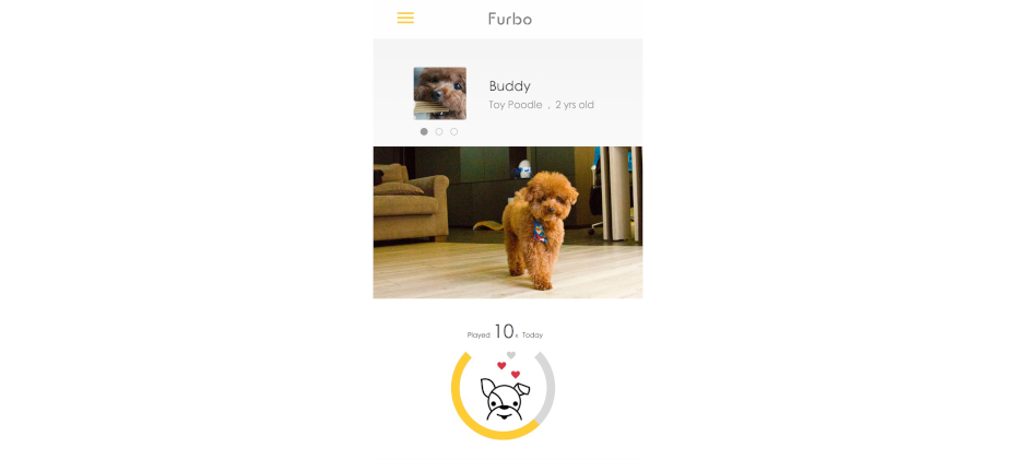 Screen shot of Furbos's smartphone app