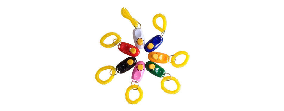 SunGrow 7 Dog Clickers with Wrist Bands